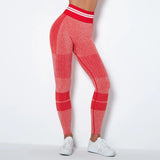 Athletic Seamless Striped Set Gym Sport Suit Workout Clothes Women Long Sleeve Shirts Seamless Shorts Fitness