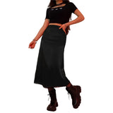Women's Plaid Print High Waisted Midi Skirt A-Line Bodycon Long Pencil Skirt Y2K Streetwear E-Girl 90S