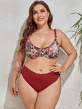 Size Printed V-Neck Drawstring Bikini