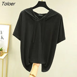 T-shirts Women Hooded Fashion Loose Casual All-match Korean Style Solid Simple Y2k Aesthetic Футболка Женский Cozy Chic