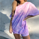 2Pcs Printed Short Set Short Sleeve Crop Top High Waist Biker Shorts Summer Loungewear Short Outfits Sport Casual