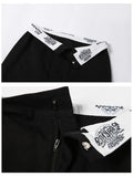 Grunge Y2k Black Mini Skirt Women Chic Flanging Printed High Waist Irregular Patchwork Split Pencil Skirt Streetwear