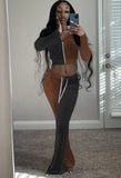 Contrast Color Velour Zipper