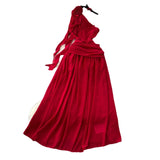 Style Dress Summer New Three-Dimensional Flowers Twilled Shoulderless Sleeveless Waist-Sloping Long