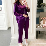 Spring Silk Satin Woman Set Pajamas Pyjamas Long Sleeve Sleepwear Pijama Suit Female Sleep Two Piece Loungewear Plus