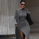 Knitted Long Sleeve Sexy Open Fork Ken Bean With The Same Body Dress In Summer Babes