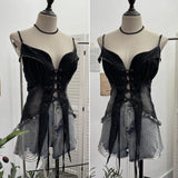 Shot Vintage Babes With Thaired Hairy Denim Sling Vest Short Umbilly Sleeveless Top