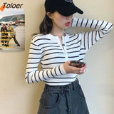 Women Long Sleeve T-shirts Button Pullover Skinny Sexy Knitted Spring New Retro Gentle Korean Style Elegant Chic