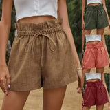 Casual Comfortable Shorts Women 2025 Summer New European Version Of High-Rise Belt Loose Broad Leg Pants