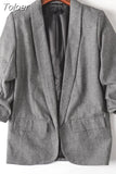 MODA 2023 Summer Women Chic Twill Thin Blazer Gathered Pockets Vintage Office Wear Coat Chic Outerwear Tops 11