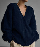 Women's Imitation Sting Cardigan Women Lazy Wind Loose Sweater Soft Long-Sleeved Knitted