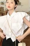Temperament Ladies Tops Blouse for Women Sleeveless Tunic White Shirt 2023 Blusas Mujer De Moda Fashion Vintage Summer