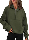 Autumn And Winter New Fashion Leisure Sports Half Zipper Hooded Short Plus Velvet
