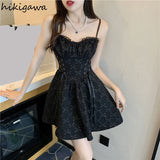 Temperament Robe Femme Sexy Dresses Women Slim Waist Backless Sling Black Vestido Feminino Lace Up Summer Backless Y2k