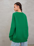 Women Knitted Letter Printed O Neck Sweaters Female Oversized Color Matching Sweater Pullovers 2022 Autumn Winter Lady