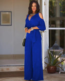 2023 New Elegant Women Casual Jumpsuit Femme Wide Loose Leg Pants Rompers Long Sleeve Office Lady Bandage