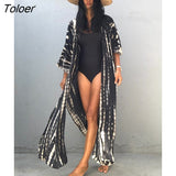 2023 Autumn Beach Kimono Swimwear Women Print Bikini Cover Ups Swimsuit Fashion Loose Plus Size Beachwear Hooded
