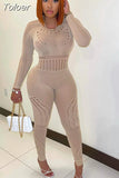 See Through Hollow Out Fishnet Mesh Jumpsuit Long Sleeve Backless Sexy Nightclub Outfit for Women Wholesale