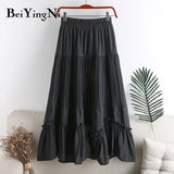 Korean Irregular Pleated Skirt Women Fashion 2020 Kawaii Elegant Elastic High Waist Skirts Female Preppy Casual