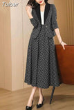 Blazer Jacket A-line Skirt Office Korean Single Breasted Vintage All-Match Business Office Professional