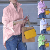 Burst Spring And Summer Lady Long-Sleeved Shirt Women's Street Fashion Loose Solid Color Large-Size