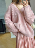Women's Bat Sleeve V-Neck Oversized Sweater Thick Cardigan Autumn Winter 2022 New Knit