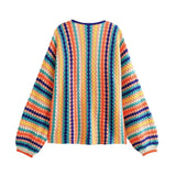 Autumn Casual Loose Multi-Color Hand Crochet
