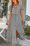 Women's Dress 2023 New Button Up Floral Print Boho Dresses Women V-Neck Casual Loose Split Maxi Dress Vestidos