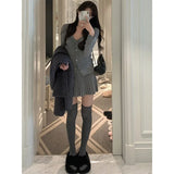 Piece Dress Set Women Knitted Cardigan + Mini Skirts V-Neck Y2k Clothing Sweater Dress Female Korean Fashion 2022 Autumn