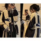 Color Block Zip Up Corduroy Bomber Jacket-Outfit
