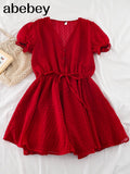Women Dot Chiffon Rompers short sleeves Korean beach overalls bohemian loose casual summer wide leg pants