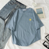Women Harajuku Fashion Casual All-match Korean Style Womens Clothing Printed Simple Daily Short Sleeve O-Neck