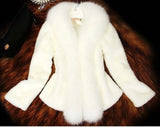 Winter Fake Fur Collar Long Sleeve Slim