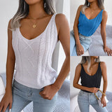 Shooting 2025 Spring And Summer Leisure V Collar Jasmine Hollow Blouse Holiday Knitted Shirt Women's