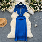 Feel Dress Women 2025 New Design Color Short-Sleeved Polo Collar Knitted Ass