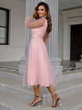 Puff Sleeve V-Neck A-Line
