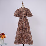 Court Style High Design Feeling Heavy Industry Nail Drill Short Sleeve Single Buckle Dress +