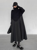 Women Black Knitting Big Size Long Thick Dress New Turtleneck Long Sleeve Loose Fashion Tide Autumn Winter 2022