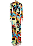 Multi Floral print Long Sleeve High Neck Maxi