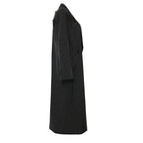 New Striped Splicing Irregular Ribbon Handmade Flowers Long Blazer Wind Coat
