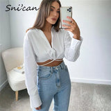 White Long Sleeve Bandage Sexy Shirts Spring Vintage Ladies Blouse Za Women Tops Chemisier Femme Blusas Blancas De