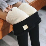 Warm Leggings Women Velvet Hight Waist Solid Color Streetwear Long Pants Stretchy Casual Comfortable Thicken