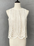 Wearing A Female Summer Sweet Heavy Industry Hollow Embroidered Round Sleeveless Shirt