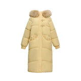 2024 New Winter Milk Shout Down Cotton Suit Female Long Over The Knee Vitality Girl Big Hair Collar Cotton-Padded Jacket Jacket-Outfit