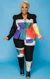 Plus Size Print Peplum Top and Pants