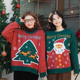 Womens Christmas Sweaters Casual Thicker Warm Women BF Loose O-Neck Jacquard Outer Letter Knitted Tops