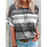 Women's Clothing 2025 New Summer Gradient Girl Short-Sleeved