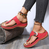 Graduation party Summer Beach Wedges Ladies Shoes For Retro Casual Women Flat Platform Sandals Mid-heel Shoe Flower Shoes Flip-flops