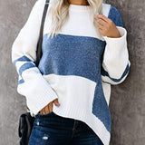 And Winter New Striped Retro Street Sweater Bumping Round Collar Knitting