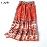 2023 Summer Skirt Women Paisley Floral Print Skirts Casual Vintage A-Line Beach Skirt saia Jupe Femme faldas Midi
